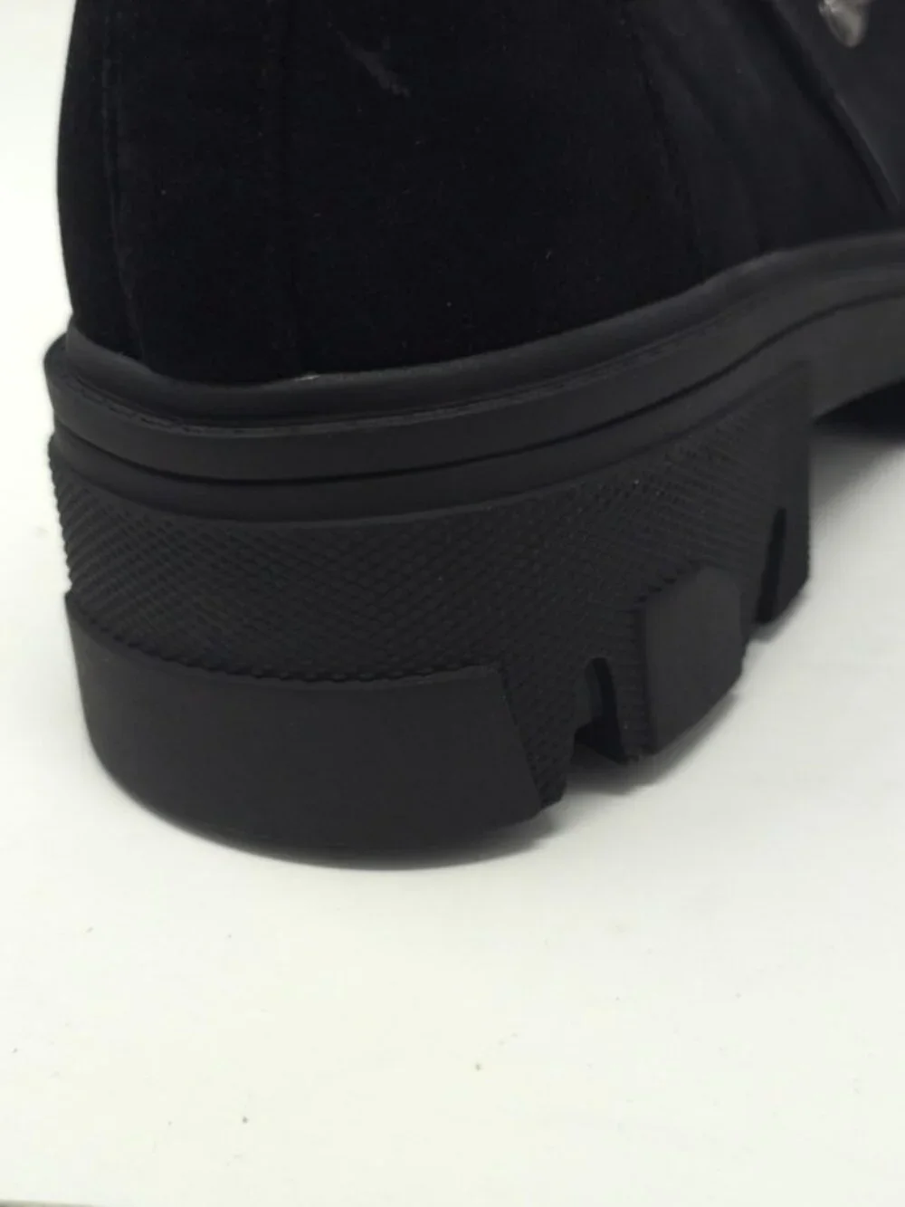 Black Faux Suede Chunky Platform Oxford Casual Lace Up Lug Sole